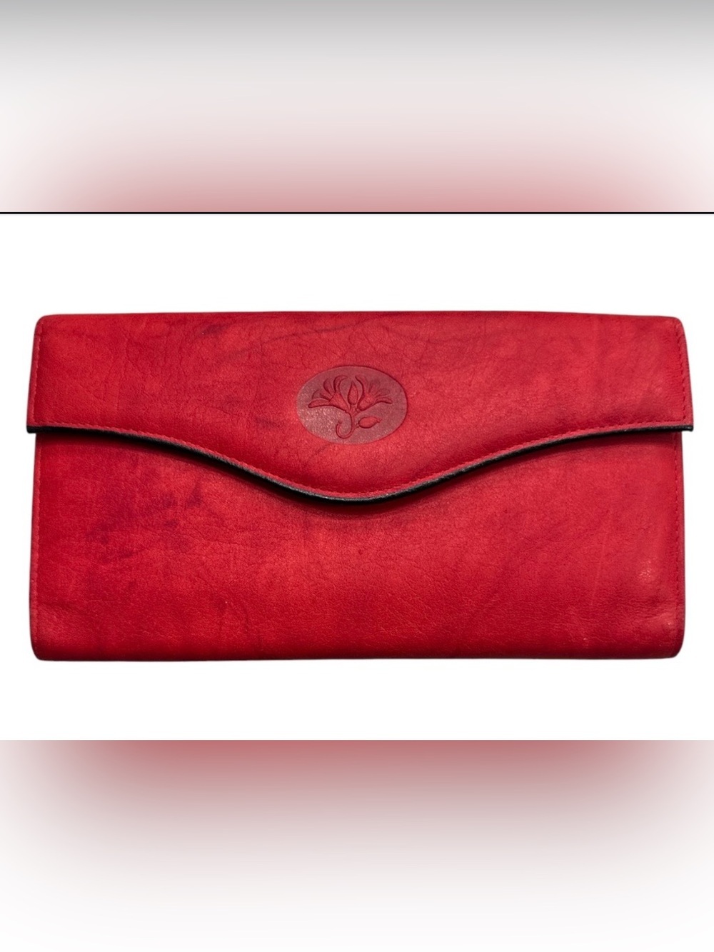 Vintage Buxton Leather Wallet - Genuine Top Grain Cowhide - Red Clutch
